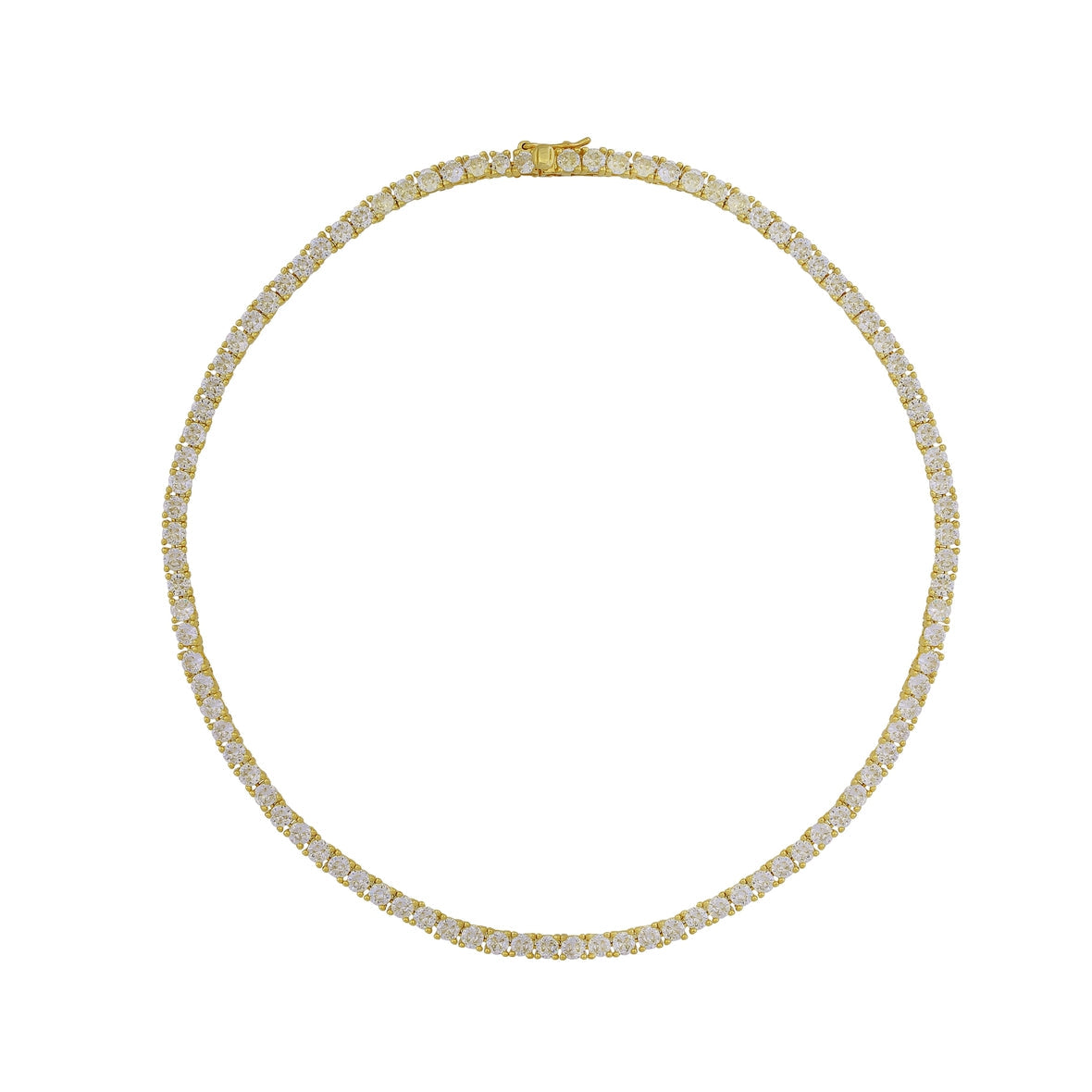 High End Tennis Necklace Yellow Gold Round 0.17 Carat