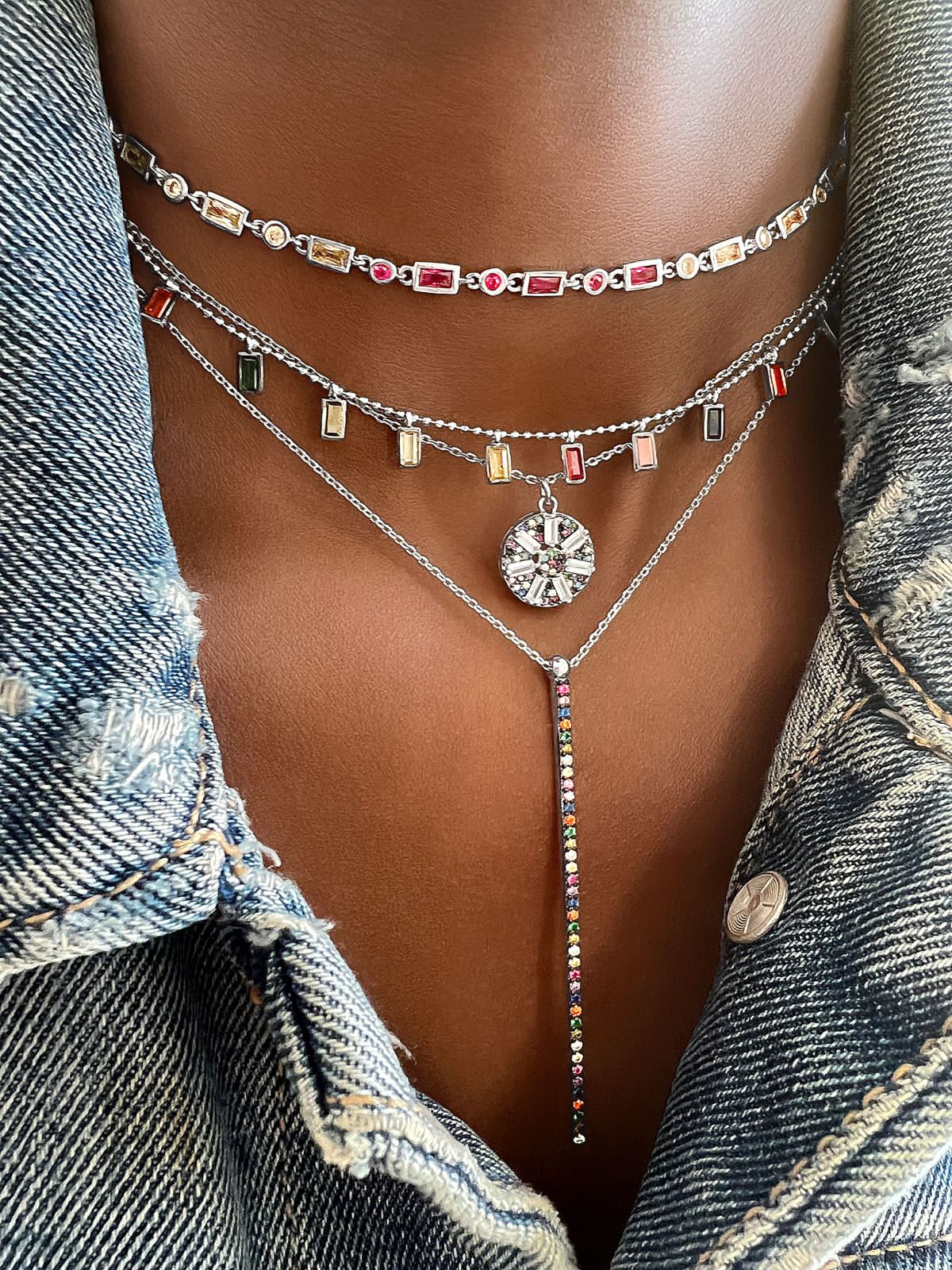 Multi Colored Drops Casual Choker