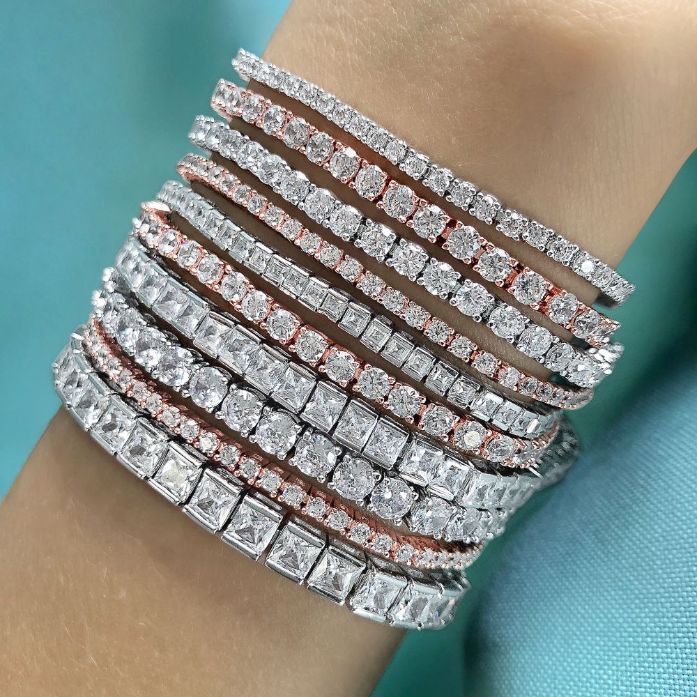 Tennis Bracelet White Gold Round Stone 0.06 Carat