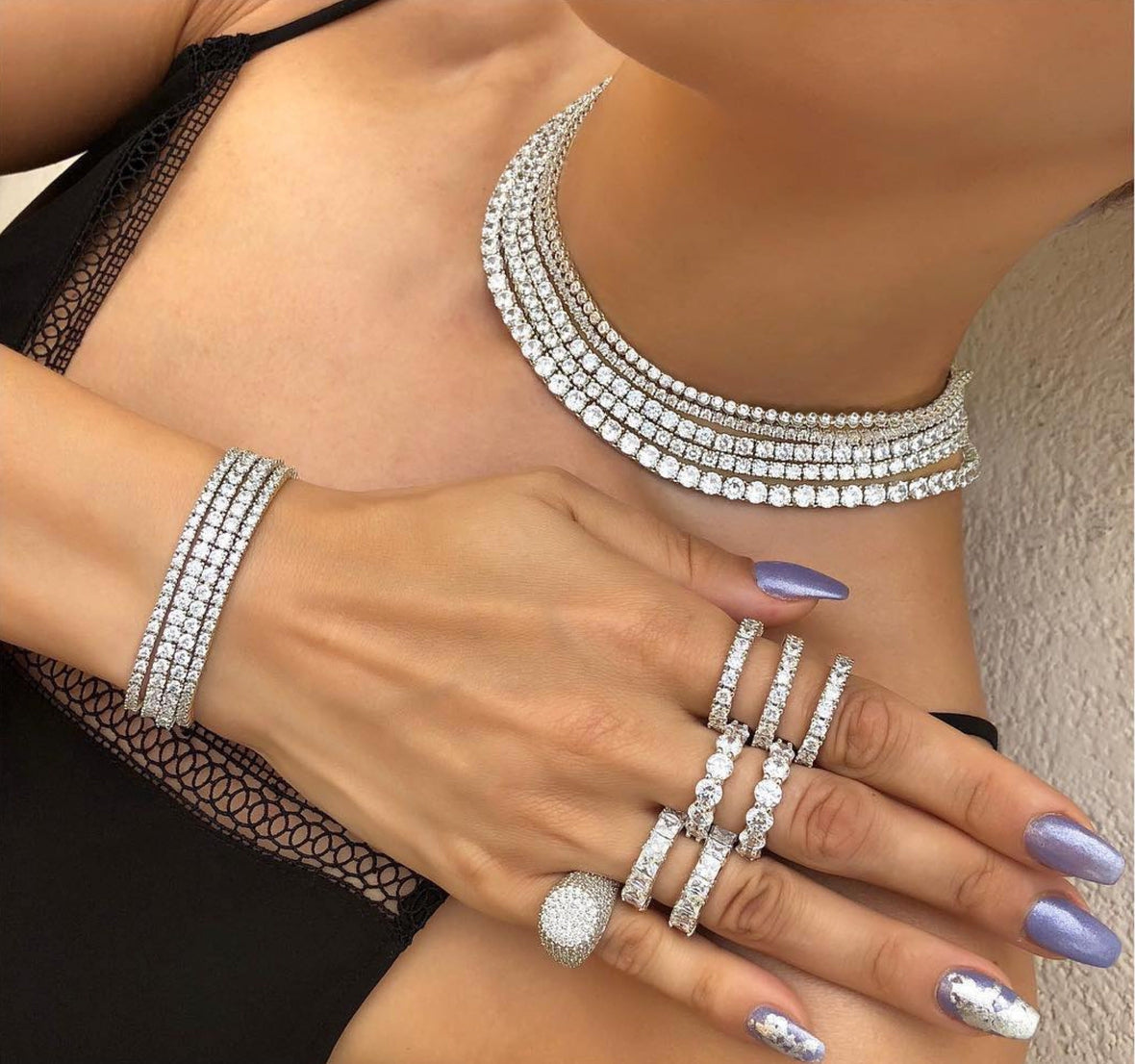 High End Tennis Necklace White Gold Round 0.25 Carat