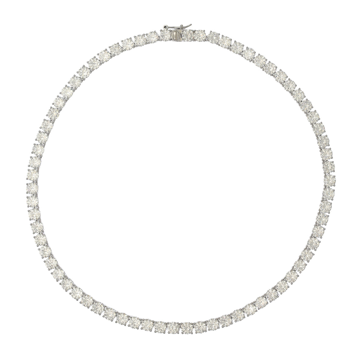 High End Tennis Necklace White Gold Round 0.5 Carat