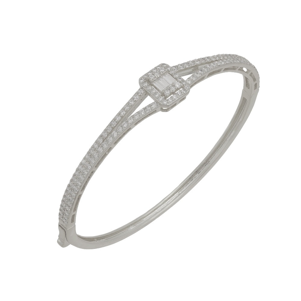 Rina White Illusion Setting Bangle Bracelet
