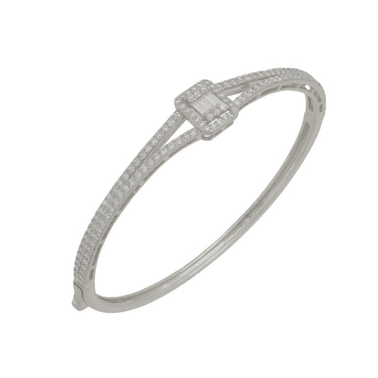 Rina White Illusion Setting Bangle Bracelet