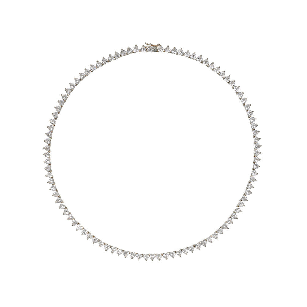 Premium Hearts White 0.1 Carat Tennis Necklace