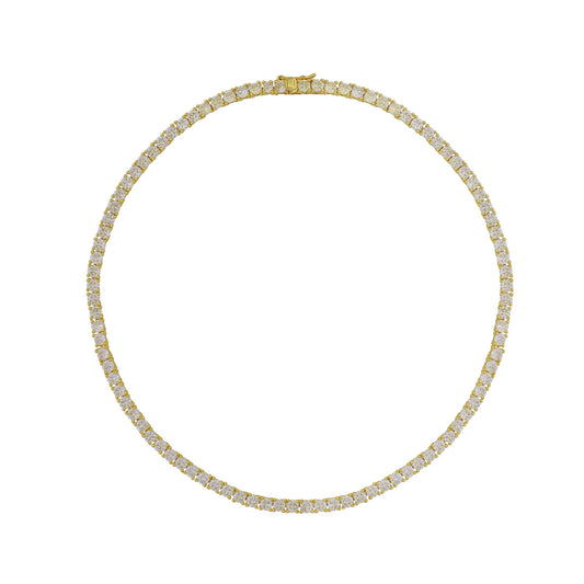 High End Tennis Necklace Yellow Gold Round 0.17 Carat