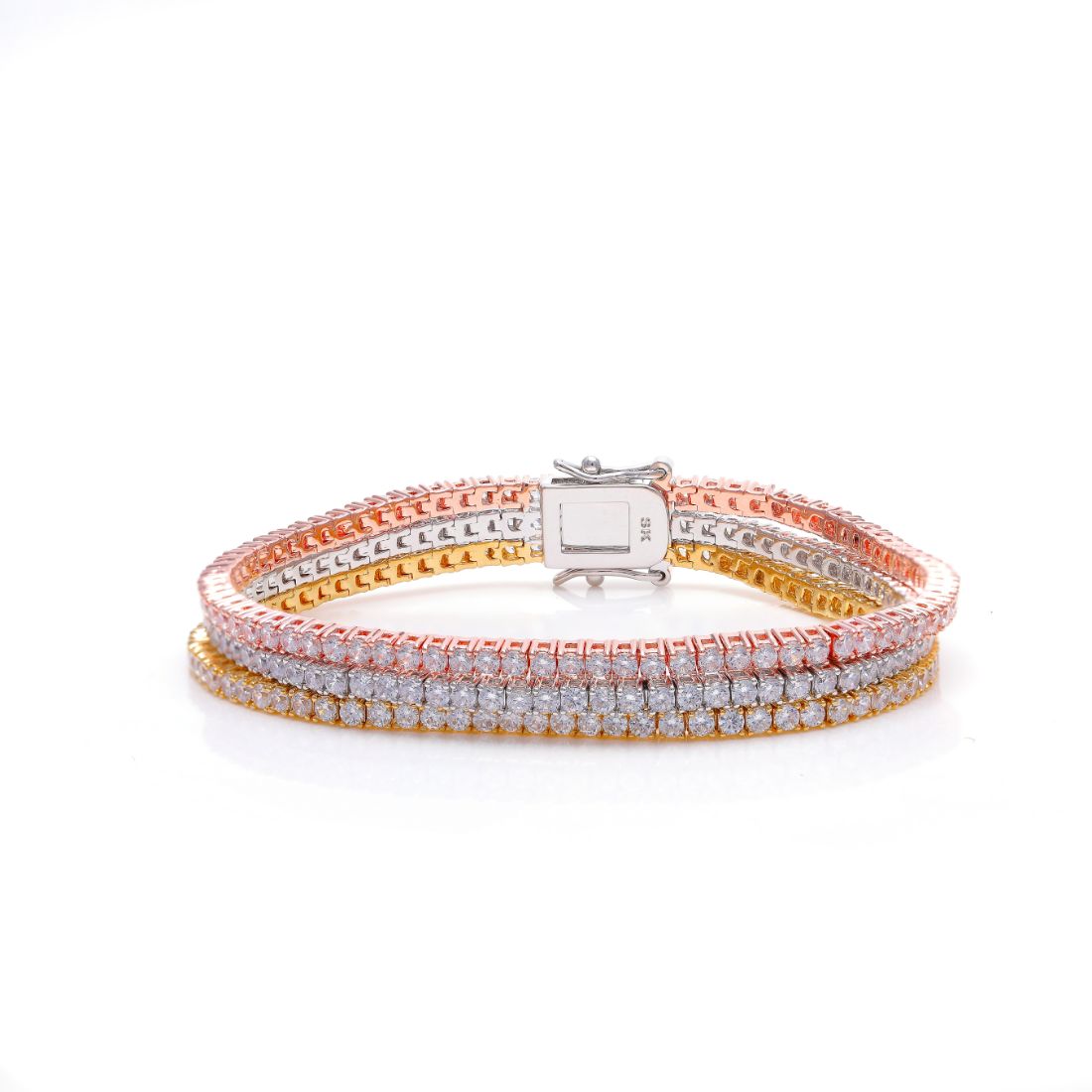 Triple Tennis Bracelet Mixed Round Stone 0.06 Carat
