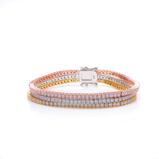 Triple Tennis Bracelet Mixed Round Stone 0.06 Carat