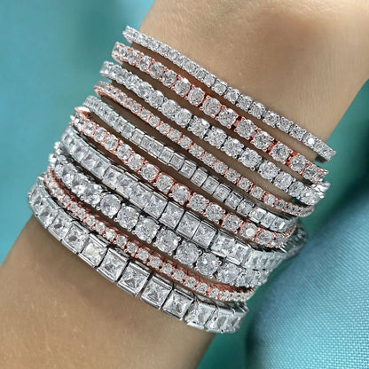 Tennis Bracelet Rose Gold Round Stone 0.06 Carat