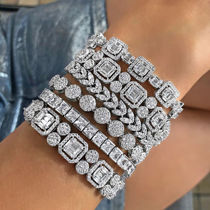 Squares Baguette White Illusion Setting Bracelet