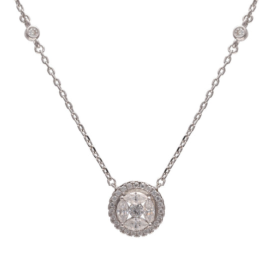 Round Illusion Moissanite White Necklace