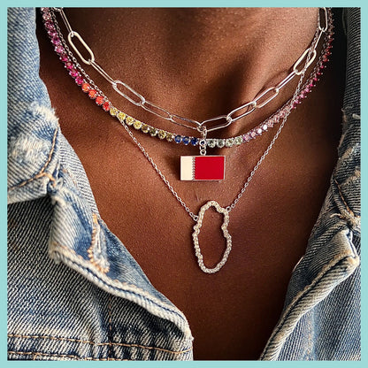 Tania Mini Hearts Rainbow 0.2Ct Tennis Necklace