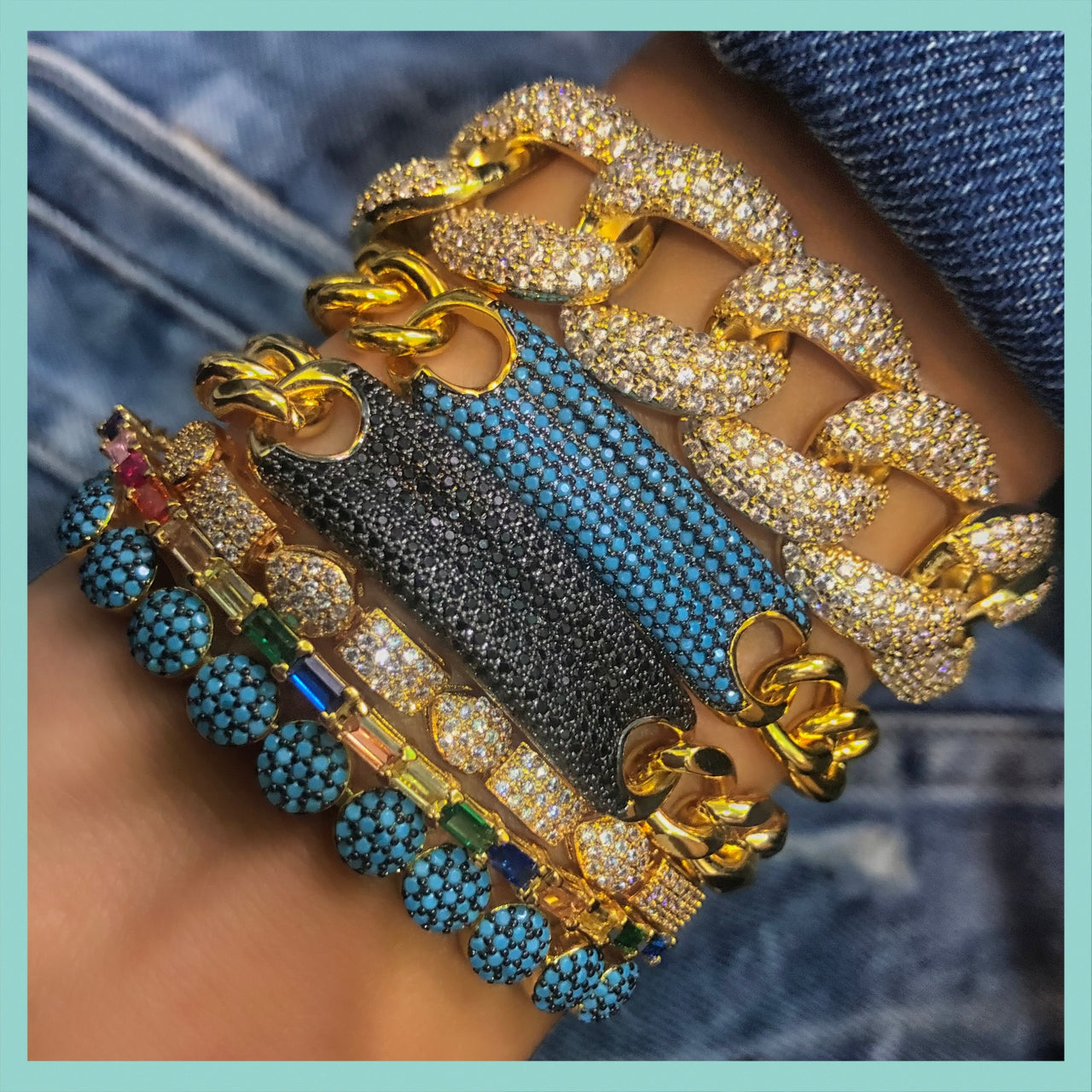 Rectangle Cut White Chain Bracelet